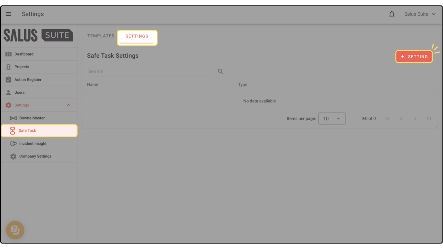 Change organisation settings - Safe Task